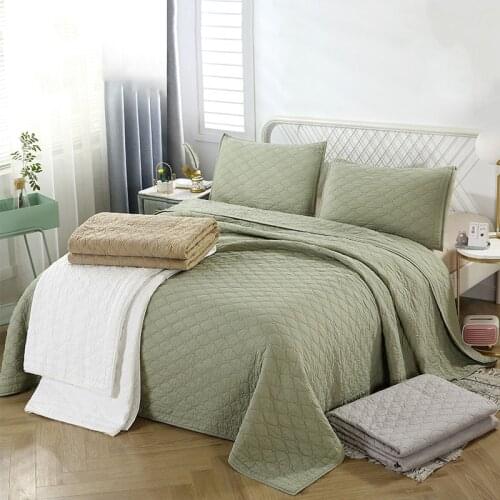 Embossed Bedspread Cotton Quilt Sets 3pcs Quilted Blanekt on the Bed with 2 Pillowcase King Queen Size Summer Coverlets CHAUSUB