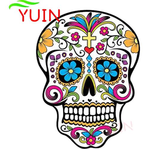 Personalized Car Sticker MEXICAN SUGAR SKULL Decals Fashion PVC Decorative Motorcycle Auto Parts Waterproof Decal 14*10cm