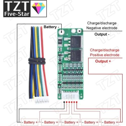 TZT 5S 15A Li-ion Lithium Battery BMS 18650 Charger Protection Board 18V 21V Cell Protection Circuit