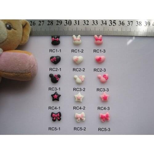 RC1-5 30pcs/bag Cartoon Rabbit Heart Star Bow Resin Deco Nail Art Decoration Nail DIY Deco