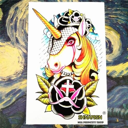 SHNAPIGN Unicon Gaga Temporary Body Art Sleeve Arm Flash Tattoo Sticker, 12*20cm Waterproof Henna Summer Style Sex Products