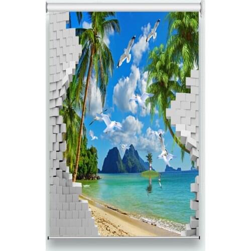 Modern Blinds Living Room Roller Blinds Photo HD Beach Scenery Roller Curtains For Hotel Home Window Wall Decoration