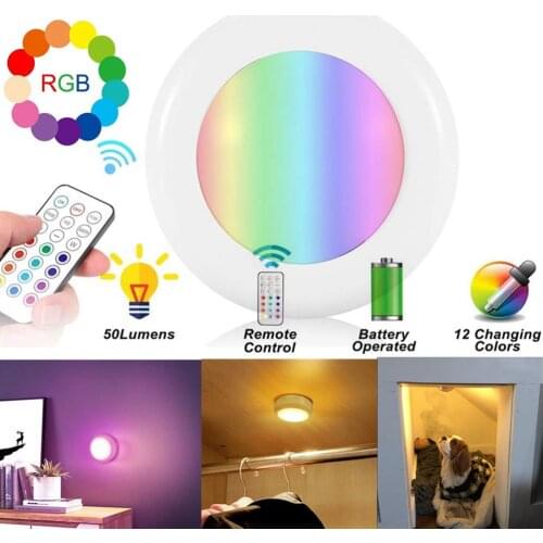 LED Cabinet Light Night light battery RGB Color Puck Lights Touch Sensor Night Lamp For Room Closet Cabinet Hallway Kitchen Dog