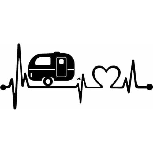 8"*3.5" Camper Travel Trailer Heartbeat Lifeline Funny Vinyl Decal Sticker Car Stickers Window