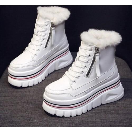 2020 Winter Woman Plush Shoes Luxury Designers Platform Womens Thick Sole 7cm High Padded Boots Fashion Ankle Boots Comfortable