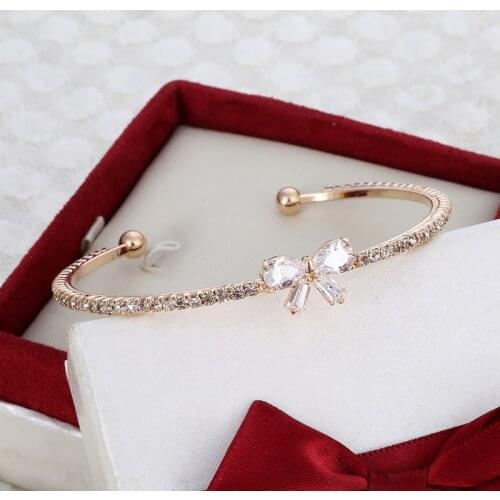 Hesiod gold color bowknot charm cuff bangles bracelets vintage wedding bridal jewelry accessories wholesale