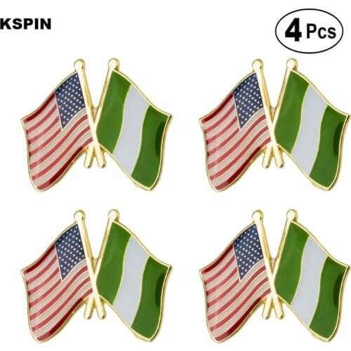 U.S.A Nigeria Friendship Flag Pin Lapel Pin Badge Brooch Icons 4pcs