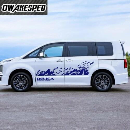 1 Set Car Sticker For Mitsubishi Delica D5 L400 MPV OFF ROAD Style Sport Stripes Auto Body Door Side Decor Vinyl Decals