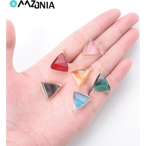 10pcs Colorful Natural Crystal Charms Triangle Geometry Pendant For Jewelry Making DIY Necklace Earring Findings 16x22mm