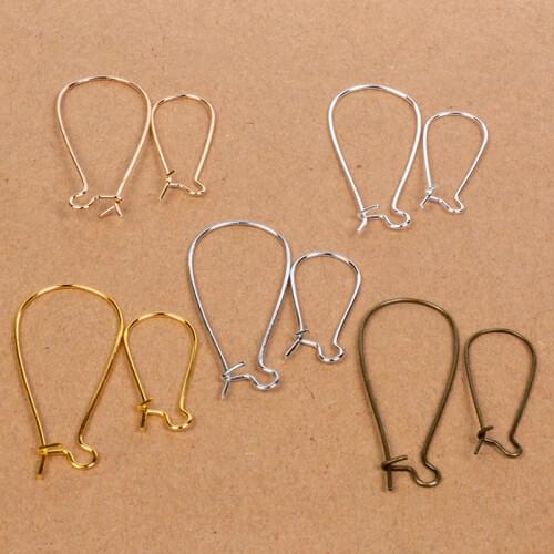 100Pcs Size 11x24mm/16x38mm Gold Silver Bronze Iron Kidney Ear Wires Earring Findings For Jewelry Making DIY Crafts Wholesale