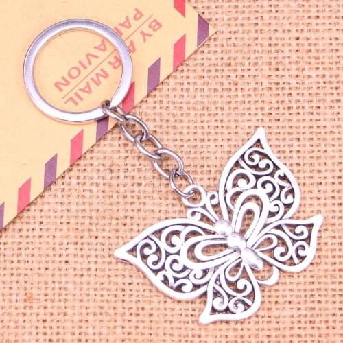 20pcs New Fashion Keychain 35*50 mm hollow butterfly Pendants DIY Men Jewelry Car Key Chain Ring Holder Souvenir For Gift