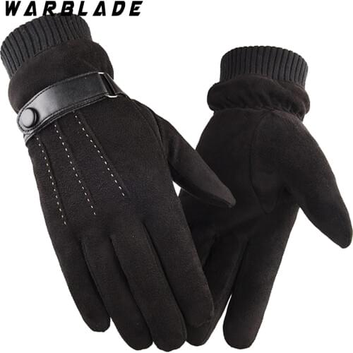 2018 New Winter Men Warm Cashmere Three Mittens Double thick Plush Wrist Women Touch Screen Driving Gloves Handschoenen