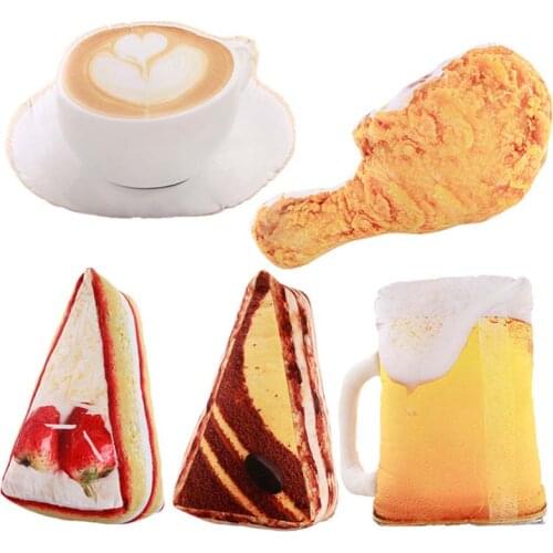 3D Food Shape Plush Pillow Creative Cake Coffee Beer Plush Toys Stuffed Sofa Cushion Home Decor Funny Gifts for Kids
