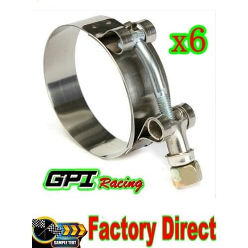 6pcs x 2.5" 63mm Turbo Pipe Hose Coupler T-bolt Clamps Stainless Steel 67-75mm