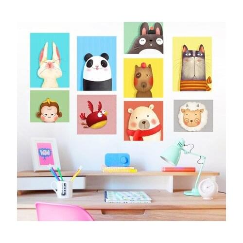 82*80CM Wall Stickers Cartoon Animal Head Photo Wallpaper Lovely Kids Room Decoration Baby Bedroom Background Wall Posters