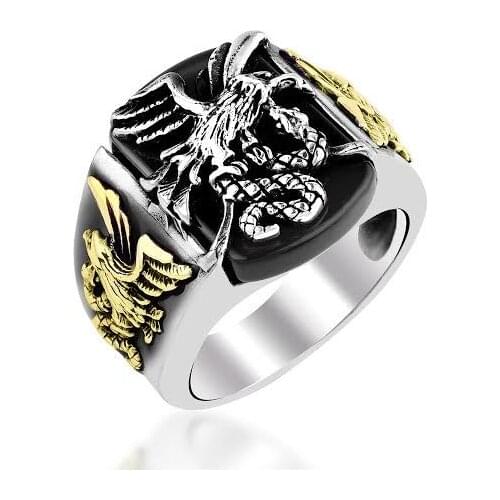 925 sterling Silver Onyx Stone Eagle Motif Ring