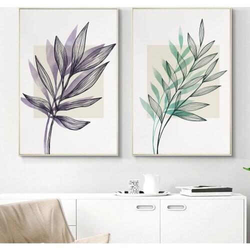 Abstract Transparent Leaves Poster Nordic Canvas Painting Line Art Print Watercolor Wall Picture For Living Room Home Décor