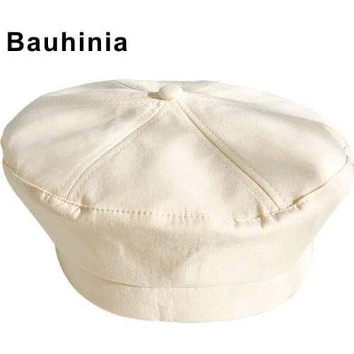 Bauhinia brand beret female thin section breathable fashion literary wild solid color Japanese sweet temperament octagonal hat