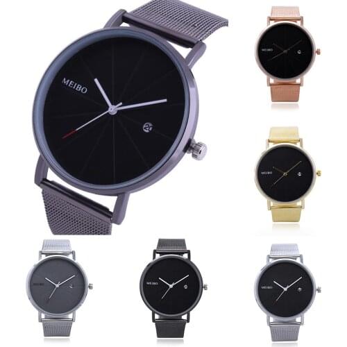 NEW FSHION Minimalism Men Women Wristwatch No Numbers vestidos mujer Round Dial Calendar Mesh Band Quartz Wrist Watc
