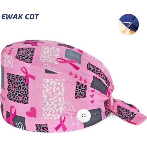 Long Hair Scrub Nurse Hat gorros quirurgicos Anime Bouffant Sanitary Cap with Sweatband Cartoon Printing Nursing Caps Scrub Cap