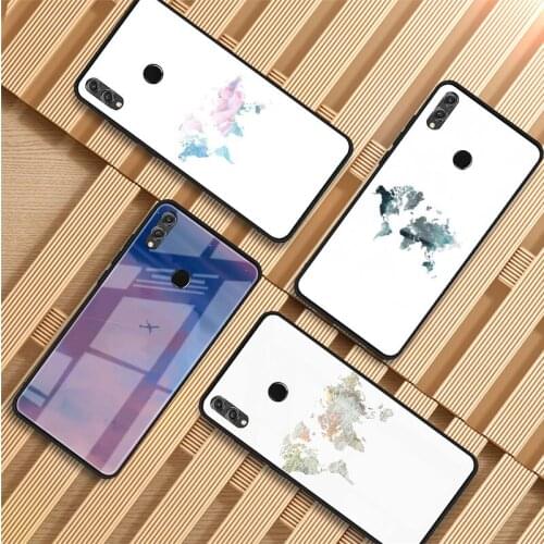 Travel world map vintage Tempered Glass Phone Case For Huawei P20 P30 P40 P40 Lite Pro Psmart Mate 20 30 Cover Shell