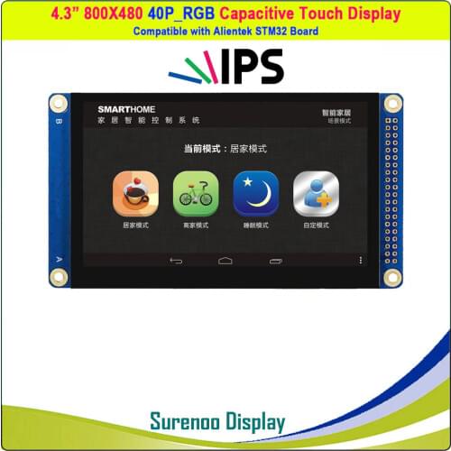 4.3" inch 800*480 IPS / 480*272 40P_RGB TFT Capacitive Touch LCD Module Display Screen Panel Compatible Alientek STM32 Board