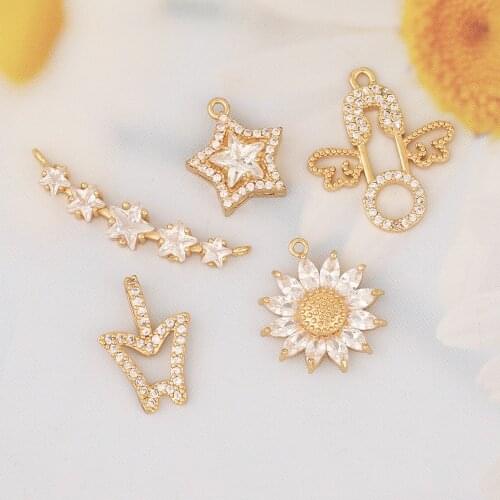 HAOSAW 4Pcs Jewelry Accessories/Hand Made/CZ Charms/Earrings & Necklace Pendants/Jewelry Findings & Components/DIY Making