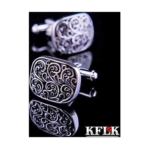 KFLK Luxury COOL shirt cufflink for mens Brand cuff buttons Black Retro cuff link High Quality gemelos abotoadura Jewelry