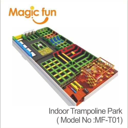 MAGICFUN commercial trampolines park with many games like ninja course newest trampoline park