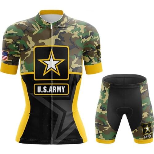 U.S Army - Women Cycling Jerseys set MTB Bike Cycling Clothing Breathable Mountian Bicycle Clothes Summer Bike uniform Wear