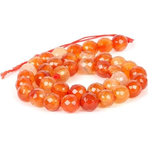 4-12mm Round 64 Faceted Carnelian Agates Beads Natural Stone Beads For Jewelry Making beads 15inch Needlework DIY Beads Trinket