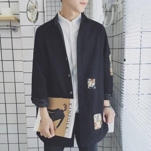 New Arrived Jackets mens work Clothing Soft shirts Brand fashion Coat Long sleeve Slim Fit Business Retro holes Patch Shirts 2XL