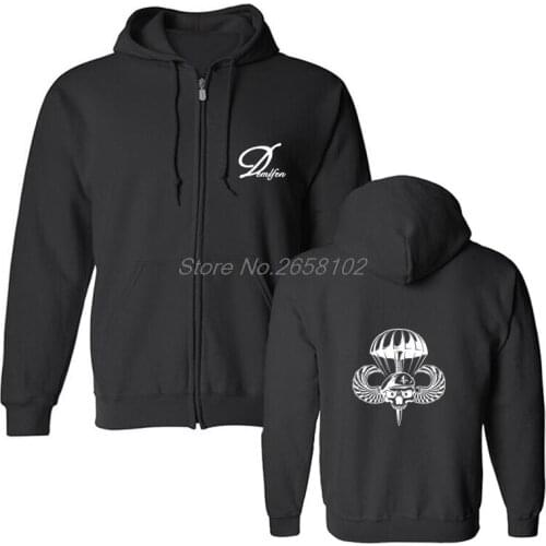 Skull Dagger Wing Parachute Airborne Soldier Print Hoodies Men Cotton Fleece sweatshirt Hip Hop Coat Tops Harajuku Streetwear
