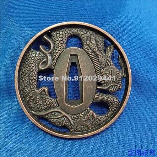 Nice Alloy Guard Tsuba W Dragon For Japanese Sword Samurai Wakizashi Katana Knife Japan