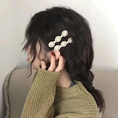 New 2PC/set Korean Elegant Full Rrhinestone Pearl Hair Accessories Statement Fashion Women Girls Hair Pins Wedding 6N2003