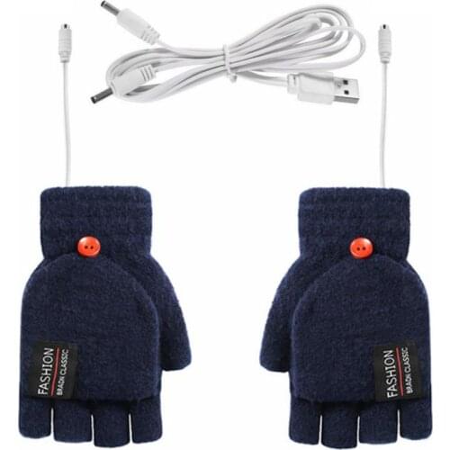 USB Electric Heated Gloves Double-Sided Heating Gloves Mittens Rechargable Waterproof Adjustable Temperature Cycling Skiing