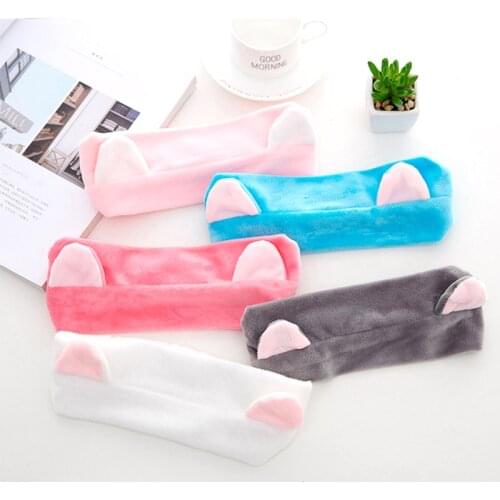 Women Girls Cat Ears Headband Hair Clips Hair Accessories Shower Cap Hair Band Cute Lovely Fashion Head Ornaments Elastic