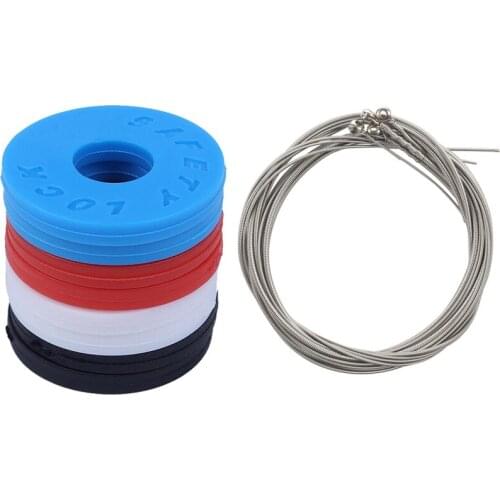 Strap Locks (4 Pair) - 2 Red, 2 Blue, 2 Black, 2 White & 4 Pieces Bass Strings Bass Guitar Accessories Guitar Strings