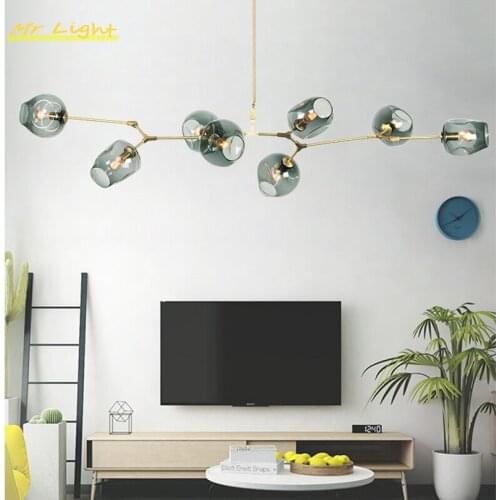 Modern Glass LED Chandeliers Lamps Living Room Villa Home Decor Indoor Lighting Pendant Lamp Kitchen Hanging Lamp Light Fixtures