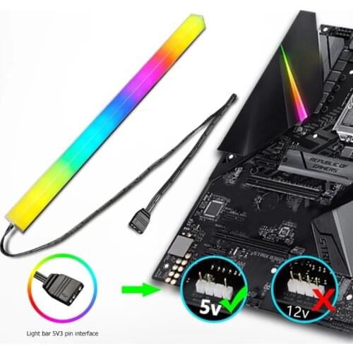 Coolmoon Magnetic Suction RGB Light Strip 30cm Flexible LED Backlight Strip Lights 4Pin/5V 3pin Chassis Synchronously