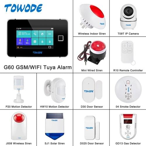 FUERS DIY Alarm System Home Security WIFI GSM Tuya Smart App Fingerprint Panel Wireless Motion Sensor For G34 G95 G60 Alarm Kit