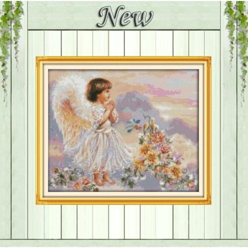 The pray angel,pattern print on canvas DMC 14CT 11CT Cross Stitch kit,full to embroidery needlework Sets,lovely Girl Home Decor