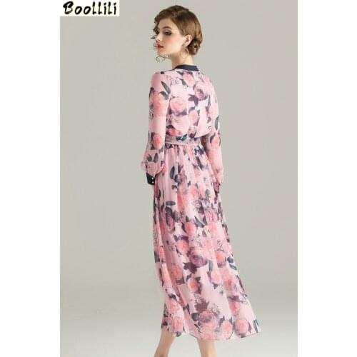 Vintage Elegant Maxi Chiffon Dress Women Spring Autumn Long Sleeve Party Dress 2020 Ladies Dresses Floral Dress Vestidos