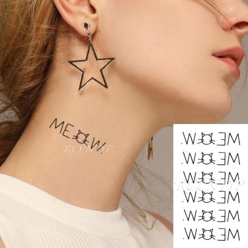 Waterproof Temporary Tattoo Sticker creative letters cute cat head combination Flash Tatoo Fake Tatoo For Girl Women Men