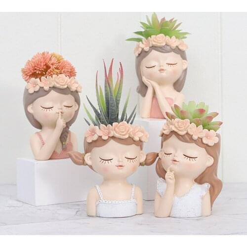 Female Head Statue Bust Vase Planter Plant Succulent Pot Cactus Flowerpot