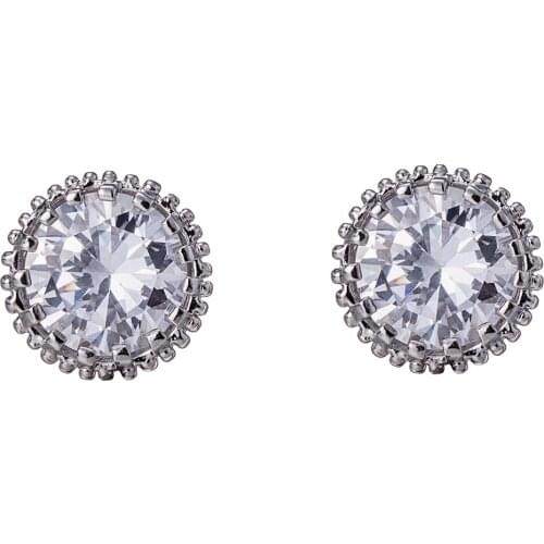 Love & Annie AAA CZ Stud Earrings for Women Romantic Elegant Round Cubic Zirconia Earrings Cute Shiny Earrings