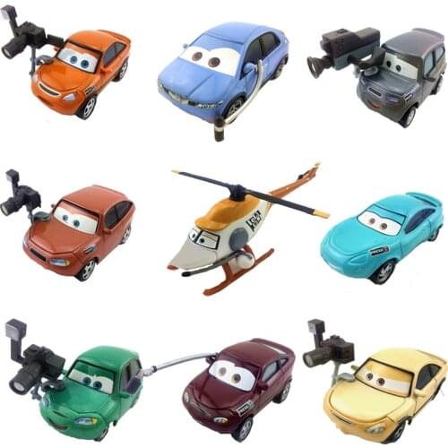 1:55 Disney Pixar Cars 3 Race Reporter Serie Cameramen Sound Engineers Commentator Lightning McQueen Alloy Model Toy For Kids