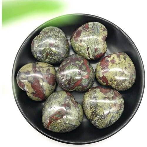 1PC Natural Dragon Blood Stone Heart Shaped Crystal Polished Stone Healing Decoration Gift Natural Stones and Minerals