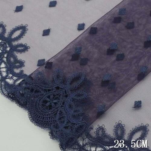 2Yards New Exquisite Blue Mesh Embroidery Lace Trim Fabric Handmade DIY Garment Sewing Clothing Accessories High Quality 23.5cm