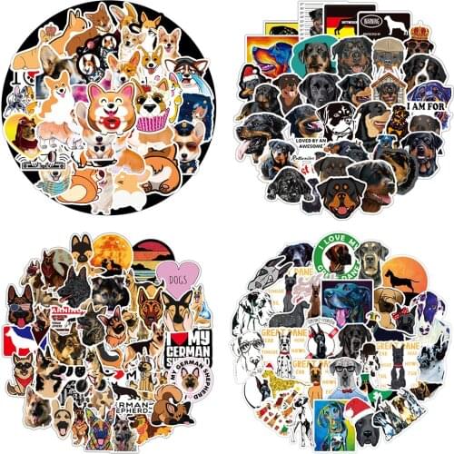 50pcs Corgi Rottweiler German Shepherd Dog Stickers For Notebooks Stationery Personalized Sticker Kscraft Craft Supplies